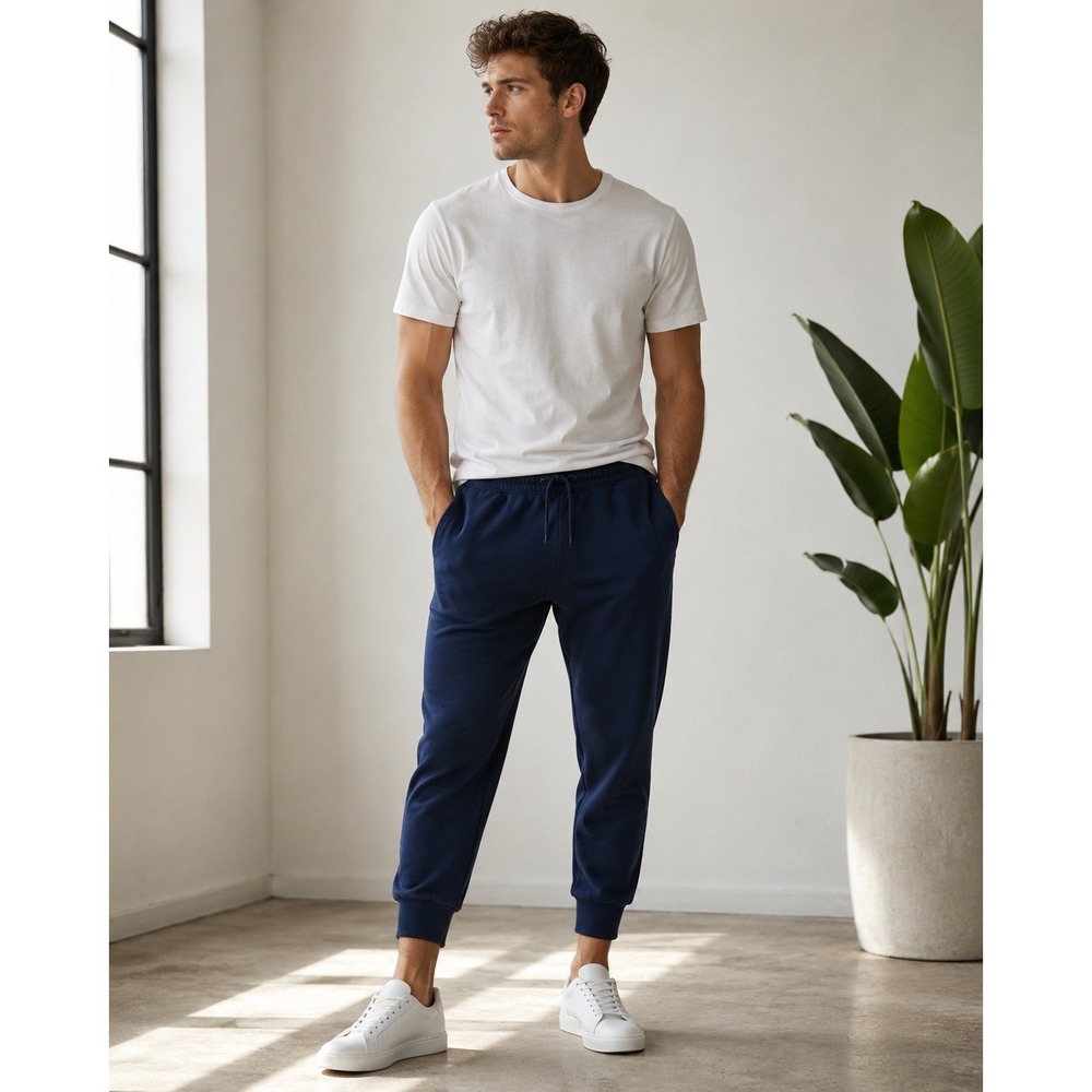 Brax Sweatpants Mens XL Navy Blue Style Jagger Organic Cotton Joggers